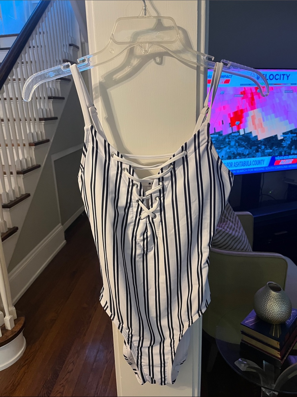 One piece Blue & White Striped Nautical Swim Suit